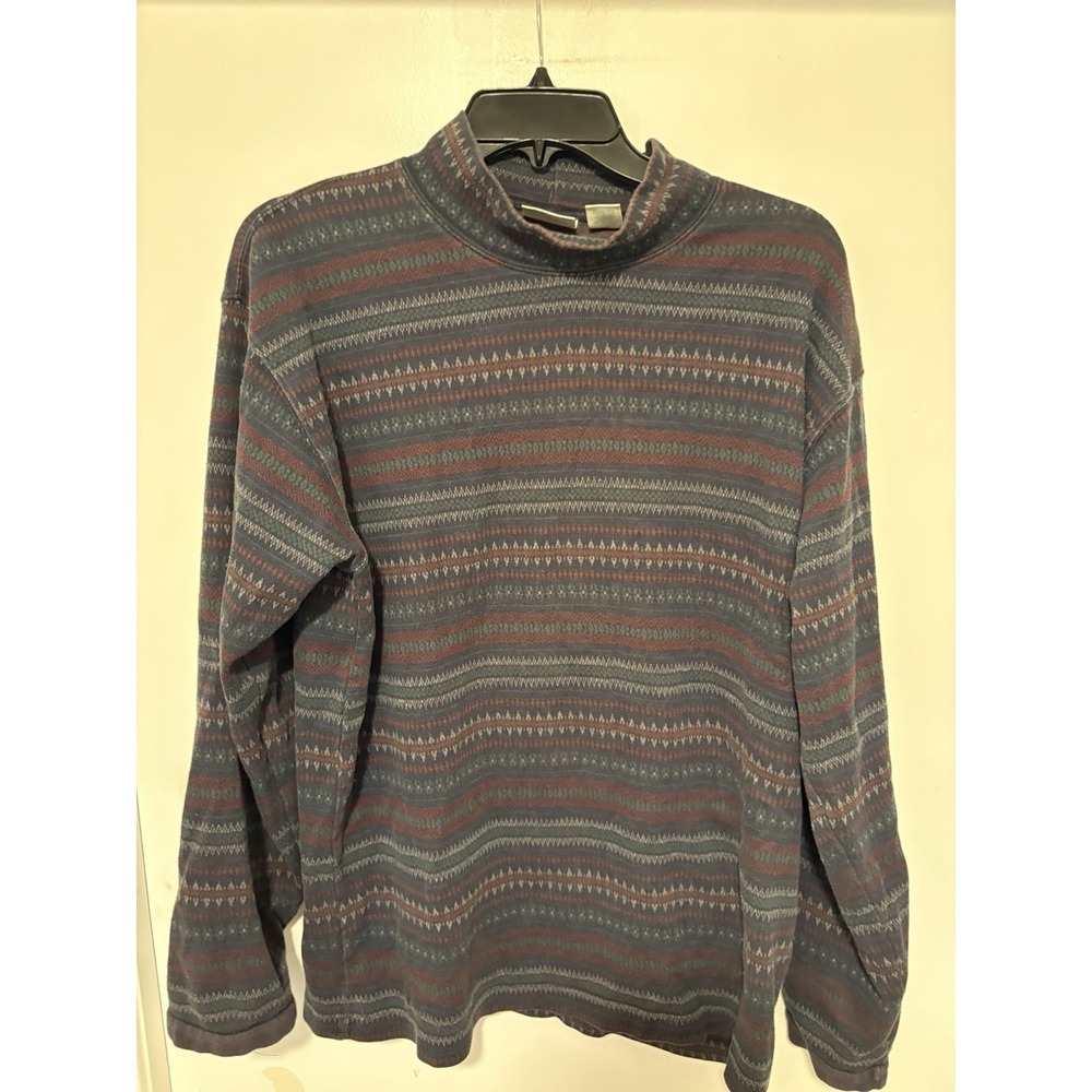 Vintage Men's LL Bean Striped Turtleneck Shirt Size L